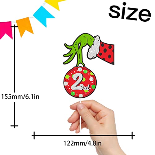 Red Glitter Merry Christmas 2 Dessert Cupcake Topper Xmas Elf Ha...