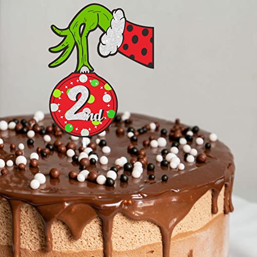 Red Glitter Merry Christmas 2 Dessert Cupcake Topper Xmas Elf Ha...