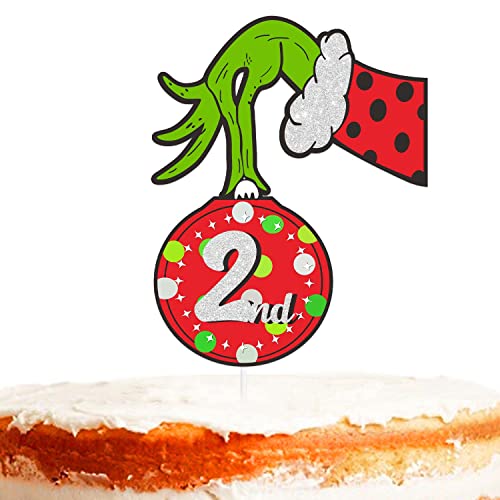 Red Glitter Merry Christmas 2 Dessert Cupcake Topper Xmas Elf Ha...