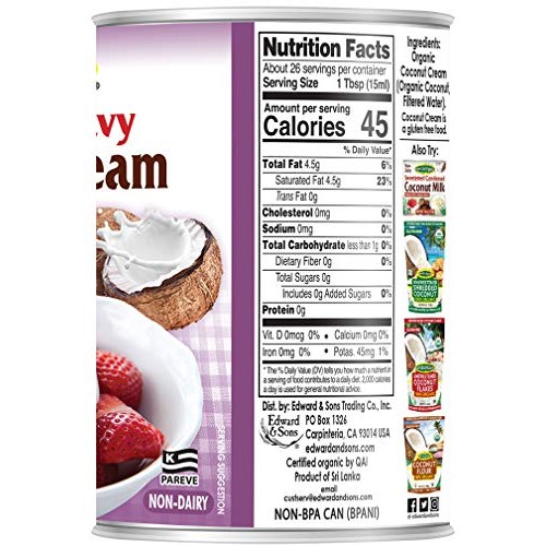 Lets DoOrganic Heavy Coconut Cream, 13.5 Ounce Can, White