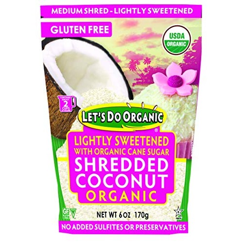 Lets Do Organic Lightly Sweetened Shredded Coconut, 6 Ounce Pa