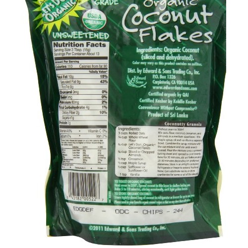 Edward &Amp; Sons Trading Co. Unsweetened Coconut Flakes, 7 Ounce P