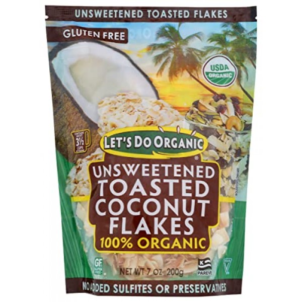 Lets Do, Coconut Flakes Toasted Unswtnd Organic, 7 Ounce