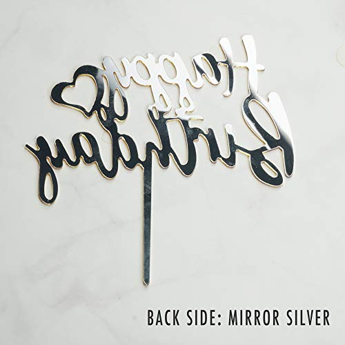 6-Pack Gold Birthday Cake Topper Set, Double-Sided Glitter, Acry