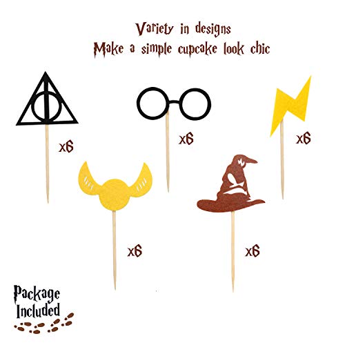 30Pcs Wizard Cupcake Toppers, Hp Birthday Party Cake Decorations