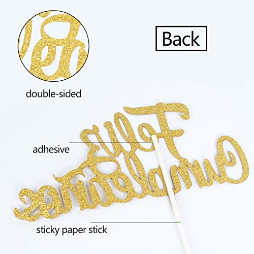 Spanish Feliz Cumpleaños Cake Topper - Gold Glitter Happy Birthd