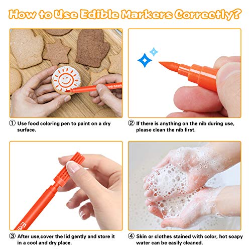 Food Coloring Marker Pens,12Pcs Edible Markers,Double Sided Food