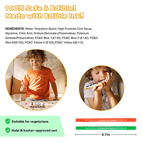 Food Coloring Marker Pens,12Pcs Edible Markers,Double Sided Food