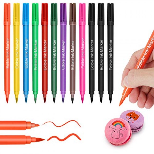 Food Coloring Marker Pens,12Pcs Edible Markers,Double Sided Food