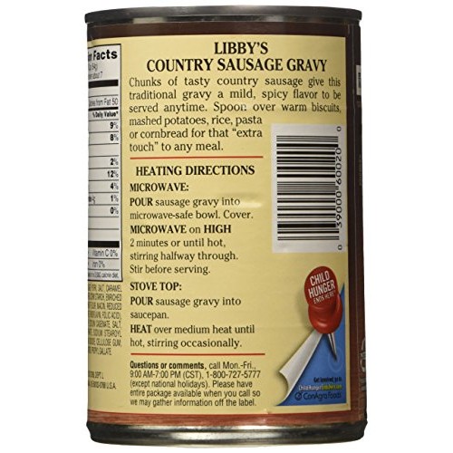 Libbys Country Sausage Gravy 15 Oz Cans 3 Pack