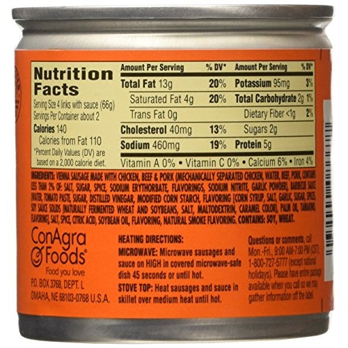 Libbys Vienna Sausage, BBQ, 4.6 Ounce Pack of 6