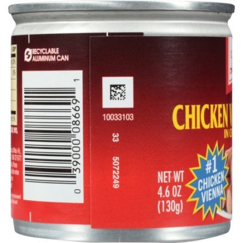 Libbys Vienna Sausage in Chicken Broth 4.6 oz. Can 12 Cans
