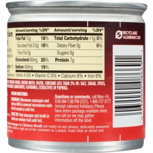 Libbys Vienna Sausage in Chicken Broth 4.6 oz. Can 12 Cans