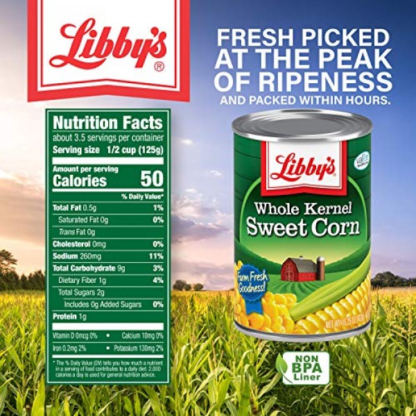 Libbys Whole Kernel Sweet Corn | 100% Sweet Corn | Naturally Sw...