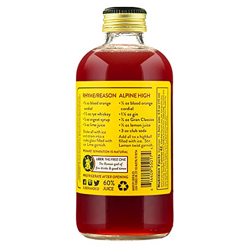 Liber &Amp; Co. Blood Orange Cordial 9.5 Oz Made With California B