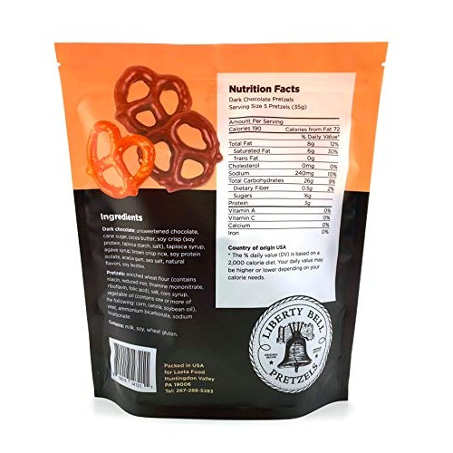 Liberty Bell Dark Chocolate Pretzels, Bite Size Pretzels Dipped