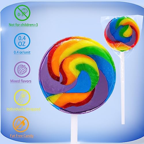 LIDATREE 1.5 Swirl Lollipop, Rainbow Lollipops Individually Wra...