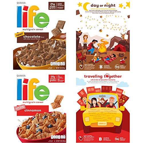 Life Breakfast Cereal, Chocolate And Cinnamon Variety Pack, 13Oz
