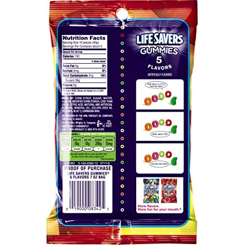 Life Savers 5 Flavors Gummies Candy Bag, 7 Ounce Pack Of 12