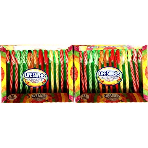 Lifesavers Candy Canes 5 Flavors, 12 Count Pack Of 2