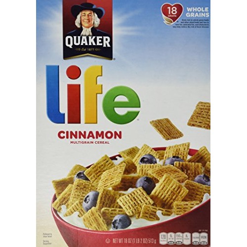 Quaker, Life Cereal, Cinnamon Multigrain Cereal, 18oz Box