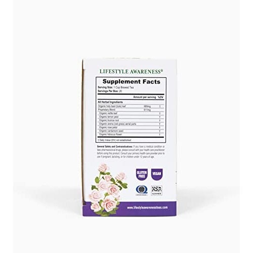 Lifestyle Awareness Stress Balance Tea with Calming Rose Petal, ...