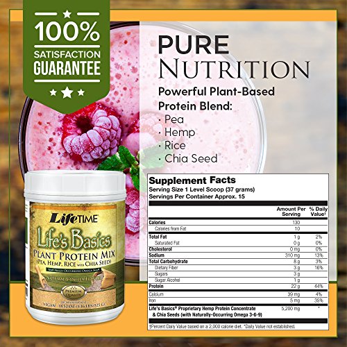 Lifetime Life’S Basics Plant Based Protein Powder, Natural Vanil