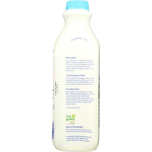 Lifeway Organic Probiotic Low Fat Plain Kefir, 32 Ounce -- 6 Per