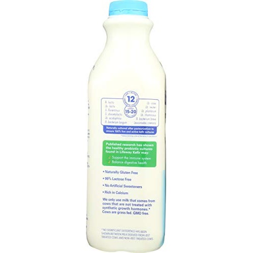 Lifeway Organic Probiotic Low Fat Plain Kefir, 32 Ounce -- 6 Per
