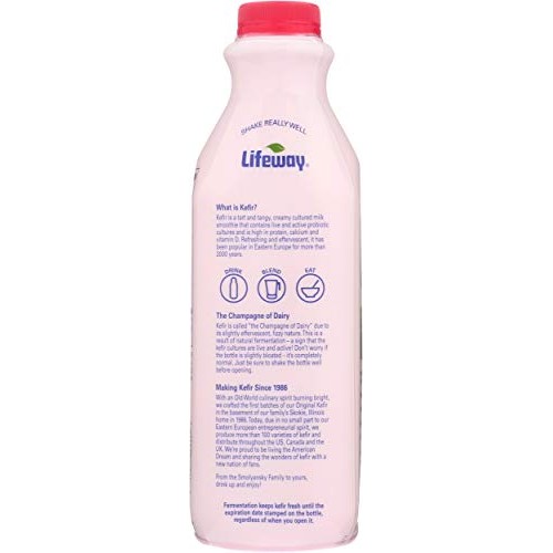 Lifeway Organic Probiotic Low Fat Raspberry Kefir, 32 Ounce -- 6
