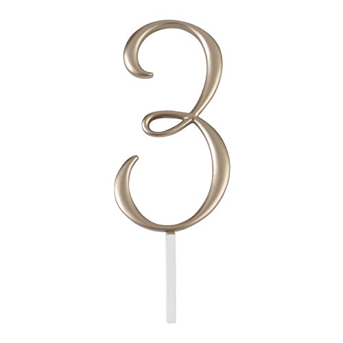 Lillian Rose Mg540 3.5 Gold Monogram Number 3 Wedding Cake Topper