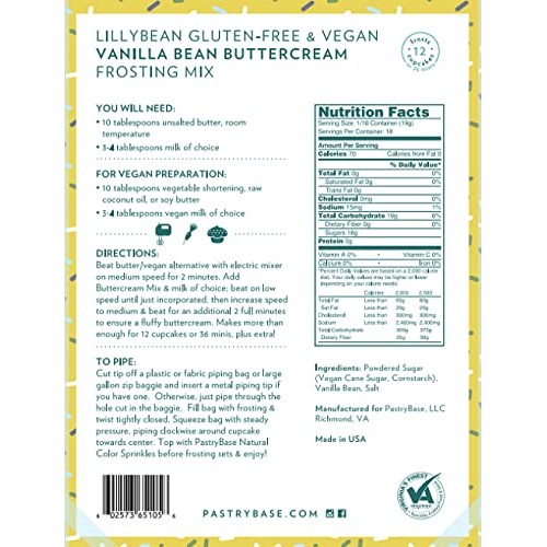 LillyBean by PastryBase Vanilla Bean Buttercream Frosting Mix, 1...