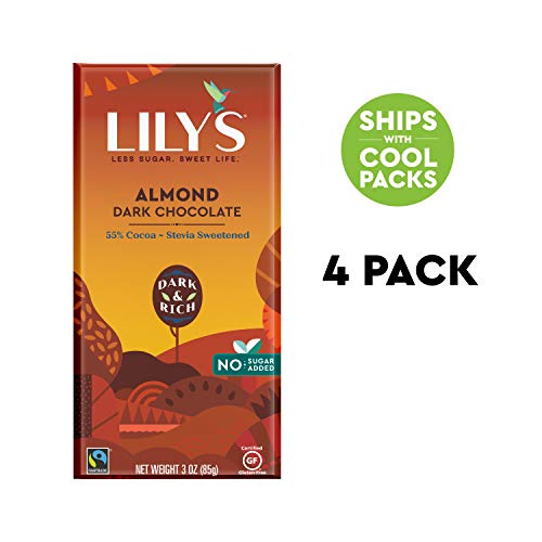 Almond Dark Chocolate Bar By Lilys | Stevia Sweetened, No Added