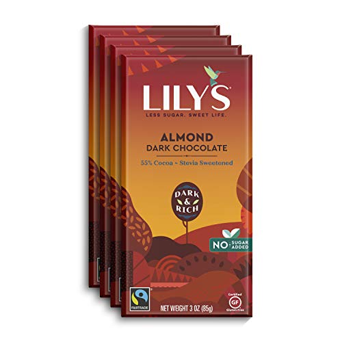 Almond Dark Chocolate Bar By Lilys | Stevia Sweetened, No Added