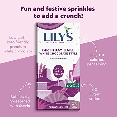 Birthday Cake White Chocolate Bar By Lilys Sweets | Stevia Swee