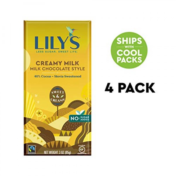 Creamy Milk Chocolate Bar By Lilys | Stevia Sweetened, No Added