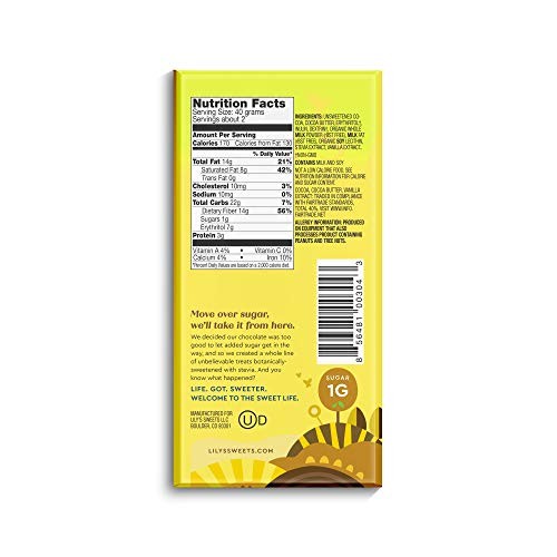 Creamy Milk Chocolate Bar By Lilys | Stevia Sweetened, No Added