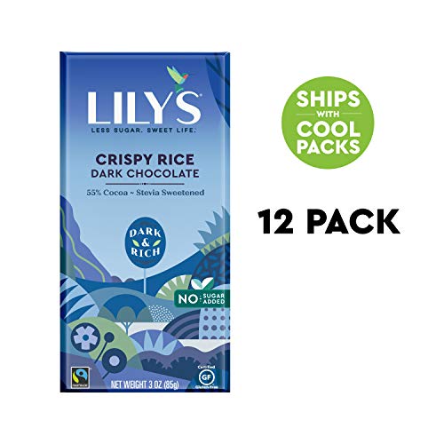 Crispy Rice Dark Chocolate Bar By Lilys | Stevia Sweetened, No