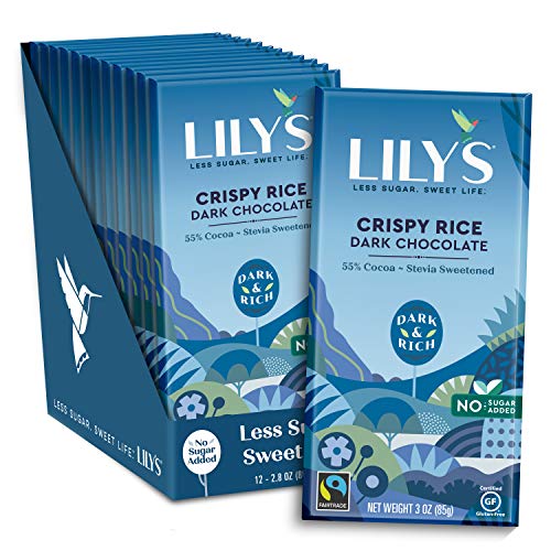 Crispy Rice Dark Chocolate Bar By Lilys | Stevia Sweetened, No