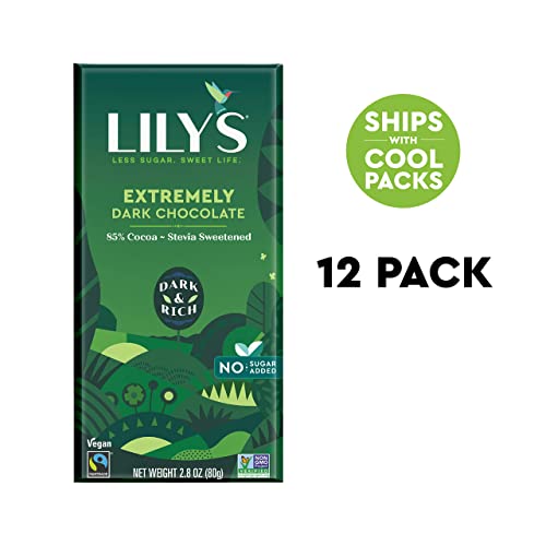 Extremely Dark Chocolate Bar By Lilys | Stevia Sweetened, No Ad