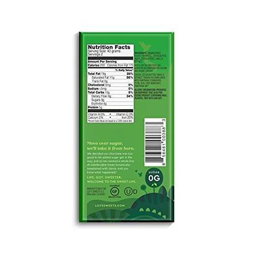 Extremely Dark Chocolate Bar By Lilys | Stevia Sweetened, No Ad