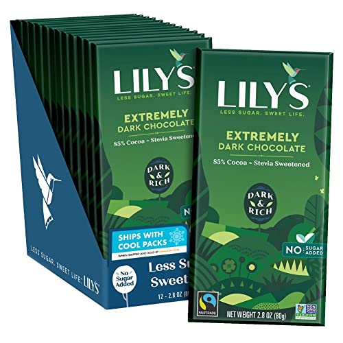 Extremely Dark Chocolate Bar By Lilys | Stevia Sweetened, No Ad