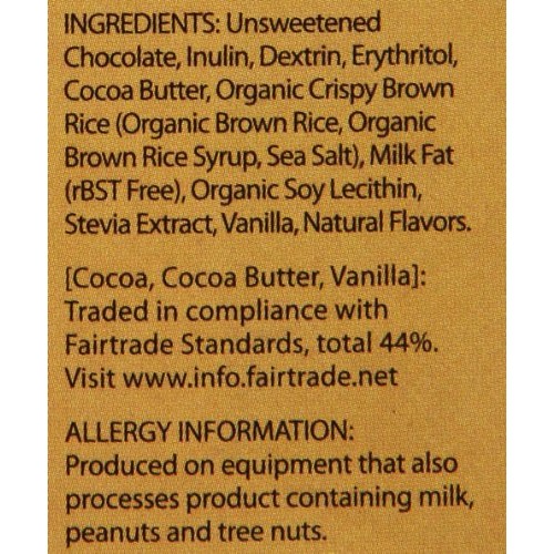 Lilys Dark Chocolate Bar With Stevia, Crispy Rice, 3 Ounce Pac