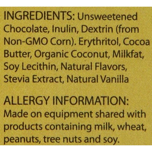 Lilys Dark Chocolate Bar With Stevia, Coconut, 3 Ounce Pack Of