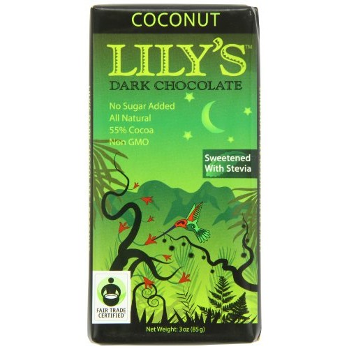 Lilys Dark Chocolate Bar With Stevia, Coconut, 3 Ounce Pack Of
