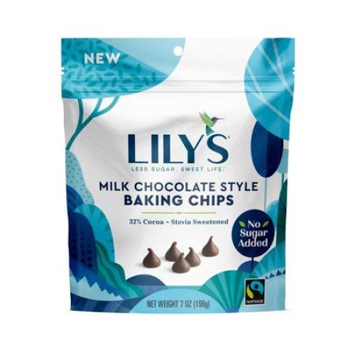 Lilys Milk Chocolate Style Baking Chips Resealable Bag, 7 Oz L