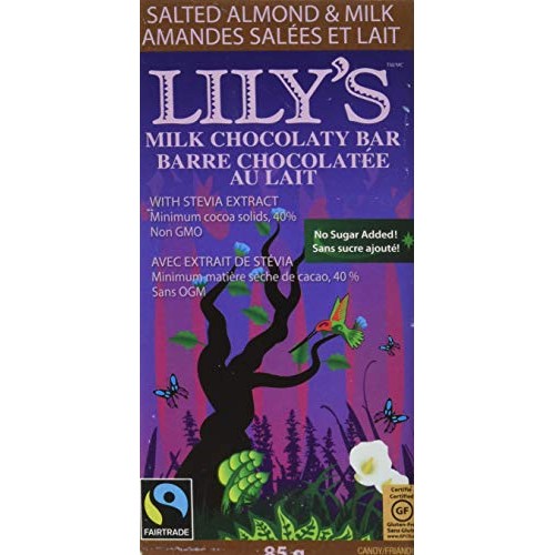 Lilys Sweets Salted Almond And Milk Chocolate Bar, 3 Oz