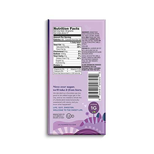 Coconut Dark Chocolate Bar By Lilys Sweets | Stevia Sweetened,