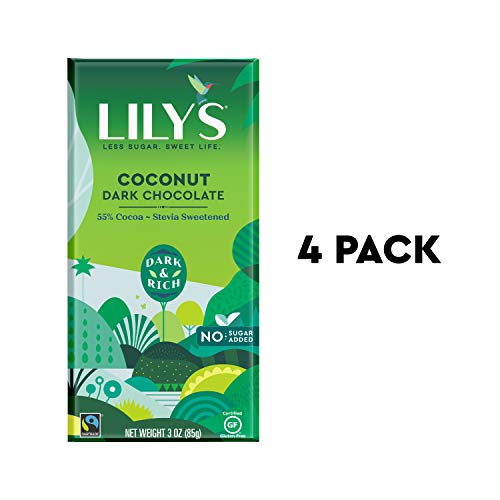 Coconut Dark Chocolate Bar By Lilys Sweets | Stevia Sweetened,