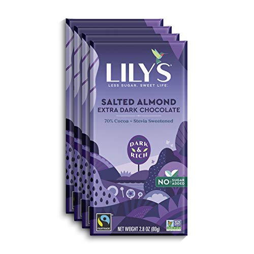 Salted Almond Dark Chocolate Bar By Lilys | Stevia Sweetened, N